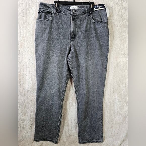 Abercrombie & Fitch Curve Love 90s Straight Jeans Womens 18 34" Gray Relaxed - Picture 1 of 8